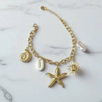 Bracelet breloques coquillage soleil