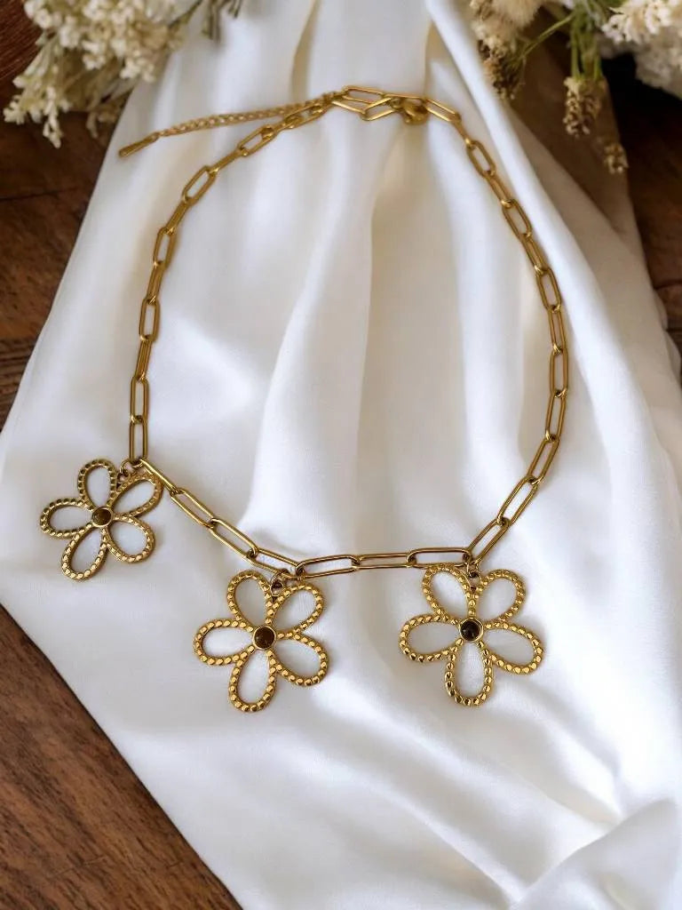 Collier charms fleurs- rklisa