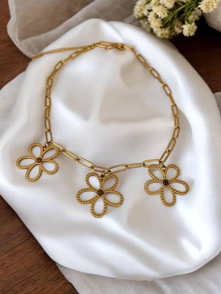 Collier charms fleurs- rklisa