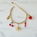 Bracelet breloques cerise soleil piment