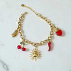 Bracelet breloques cerise soleil piment