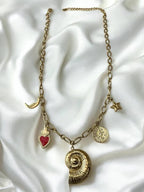 Collier charms coquillage coeur étoile