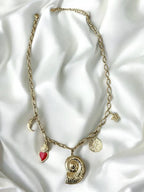 Collier charms coquillage coeur étoile