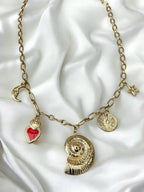 Collier charms coquillage coeur étoile