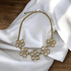Collier Acier Inoxydable Doré Fleurs ajourées