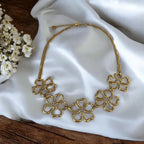 Collier Acier Inoxydable Doré Fleurs ajourées