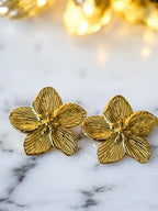 boucles d'oreilles fleur acier inoxydable