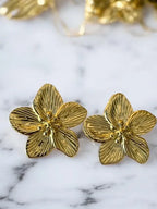 boucles d'oreilles fleur à puce acier inoxydable