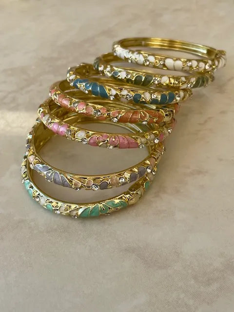 Jonc doré émaillé coloré Tia avec strass